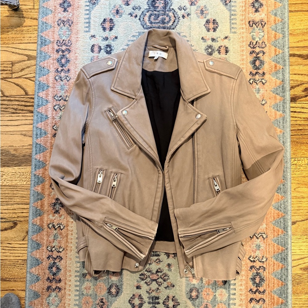 IRO light brown Leather Indie Sleeze Moto Jacket